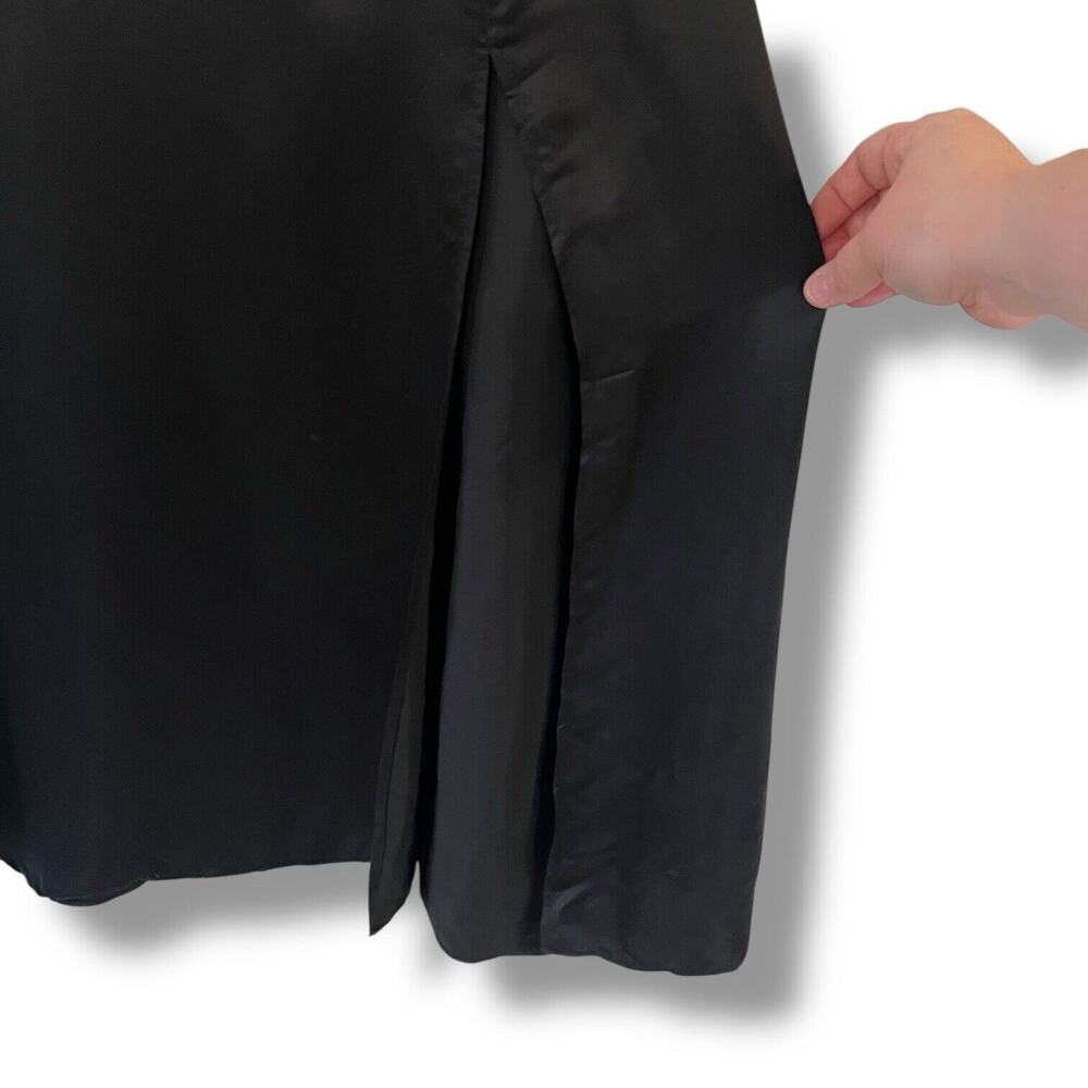 & Other Stories Black Silk Blend Satin Tie Front Midi Dress Sz 2 Flutter Sleeve - Picture 6 of 12